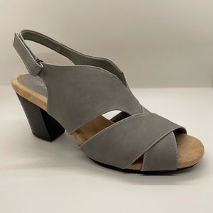 Easy Street Grey Strappy Heels, Size 11